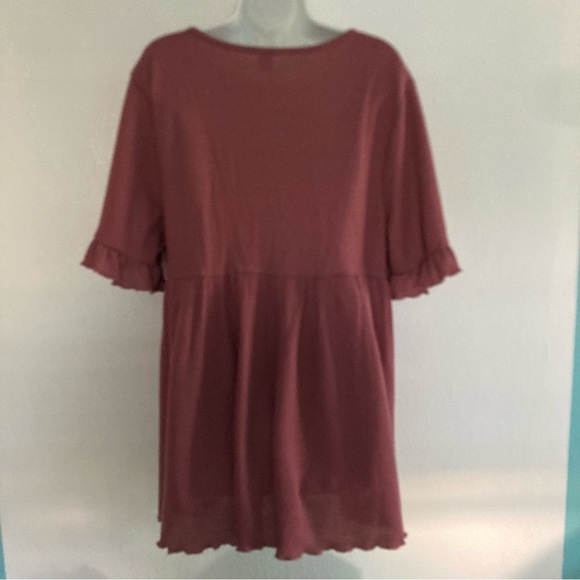 Shein Curve Waffle Knit Dark Mauve Top Plus Size Women’s Top 3XL - Picture 4 of 4